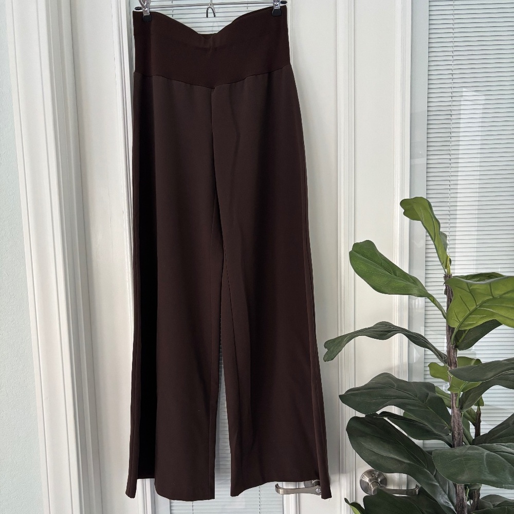 Tempted Brown Stretch Waist Wide Leg Pants Sz L